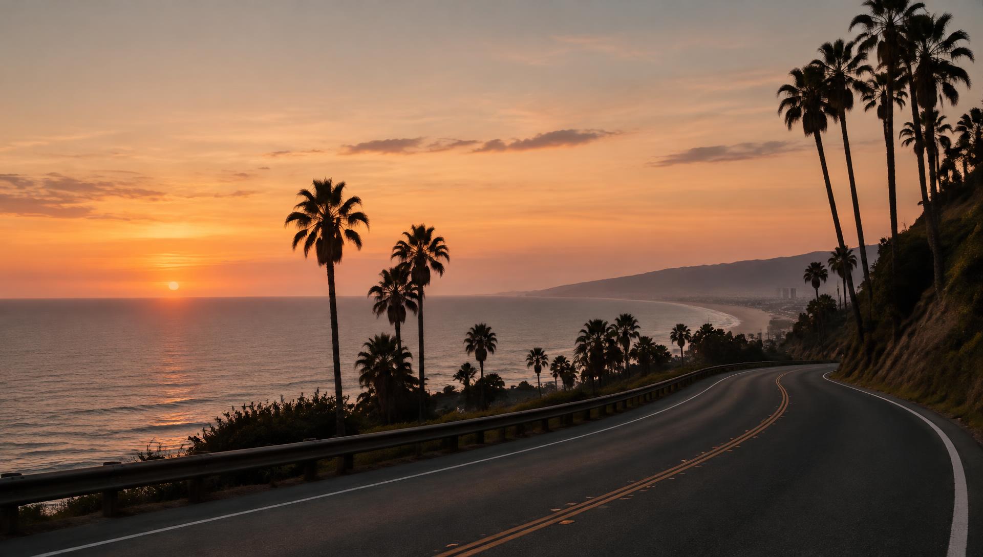 Pacific coast at sunset